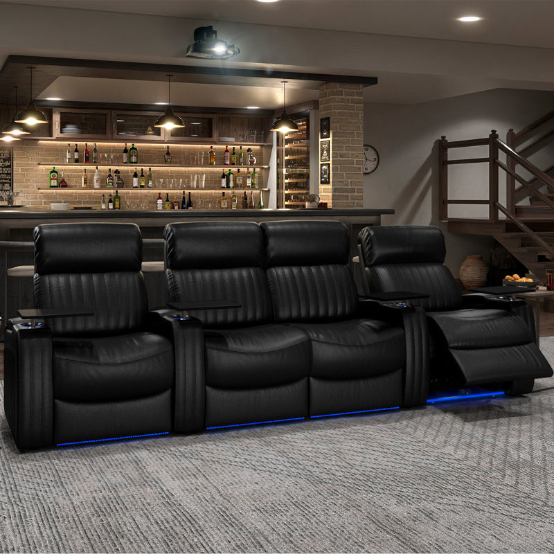 Berwyck Upholstered Home Theater Seating with Cup Holder