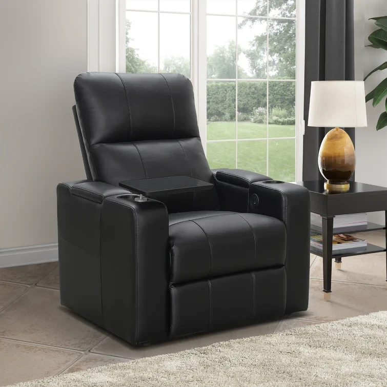 Vannatta Faux Leather Power Reclining Home Theater Seating with Cup Holder (Set of 3)