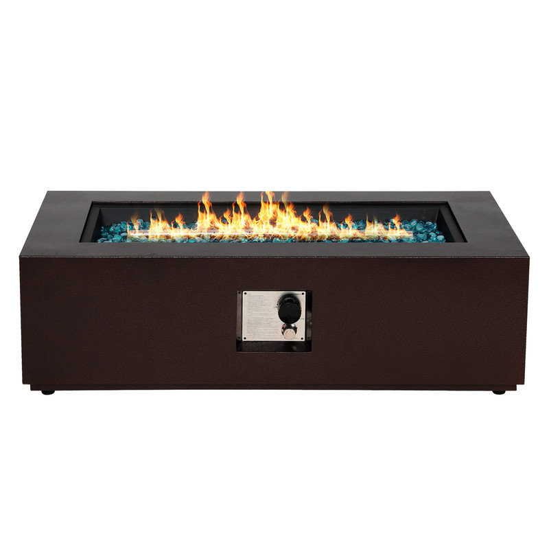 Atiye 13" H x 42" W Iron Propane Outdoor Fire Pit Table with Lid