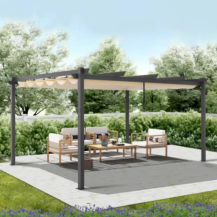 12 Ft. W X 16 Ft. D Aluminum Pergola With Canopy