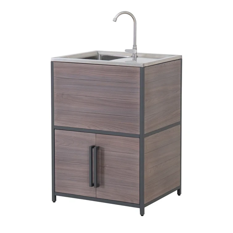 Stainless Steel 25 in.W x 21 in.D x 36.02 in.H Freestanding Outdoor Kitchen Sink