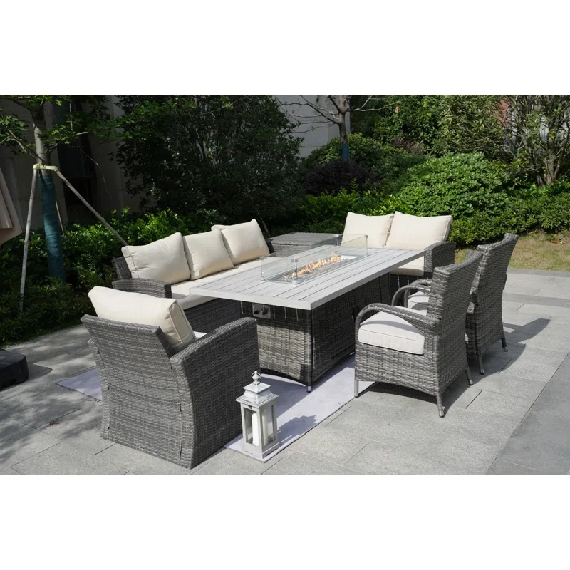 Alseepa 8 - Person Outdoor Seating Group with Cushions