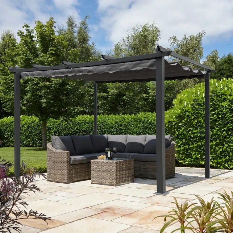 13 Ft. W x 10 Ft. D Aluminum Pergola with Canopy