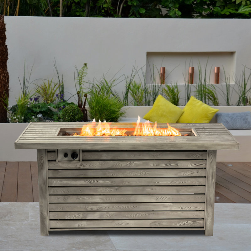 Multi-Functional Outdoor Gas Fire Pit Table with Concealable Tank Storage and Cover