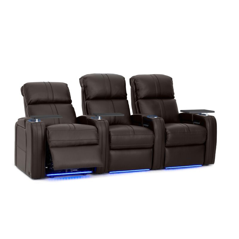 Upholstered Home Theater Seating with Cup Holder Upholstery Material: Genuine Leather