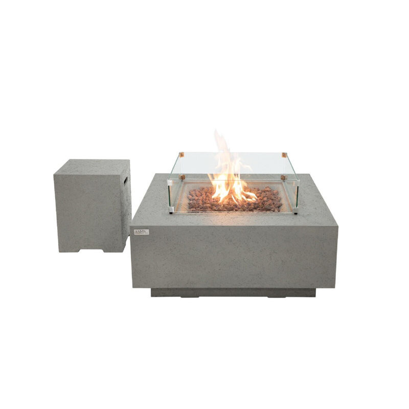 Bayboro 17'' H x 40'' W Concrete Propane Outdoor Fire Pit Table