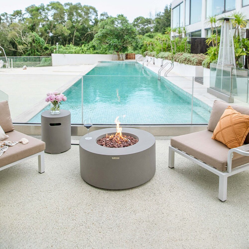 Rosecrans Tramore 34" Round Concrete Fire Pit Table - by Modeno