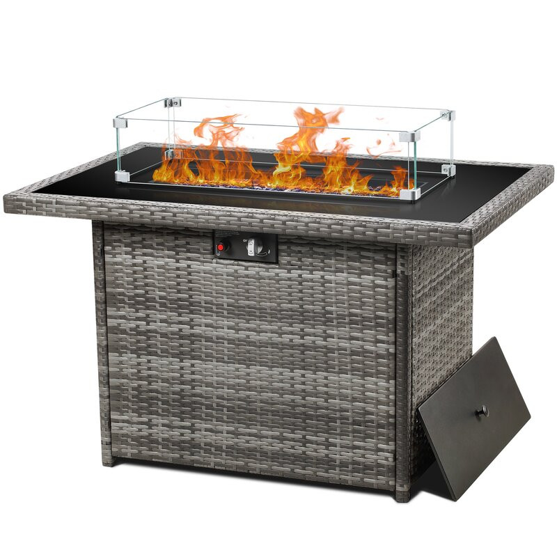 Propane Outdoor Fire Pit Table With Lid