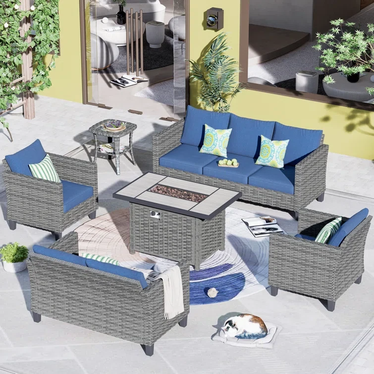 Bilbania 8 - Person Outdoor Seating Group with Cushions