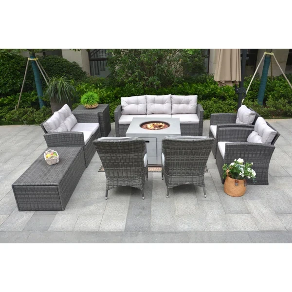 Algird 9 - Person Outdoor Seating Group with Cushions