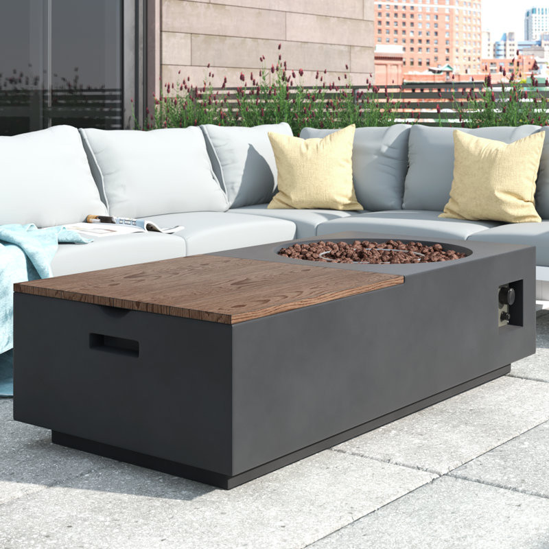 Beppe 15'' H x 56.25'' W Concrete Propane Outdoor Fire Pit Table (No Tank Holder)