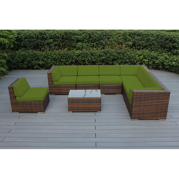 Billyjo Wicker 7 - Person Seating Group with Cushions - No Assembly