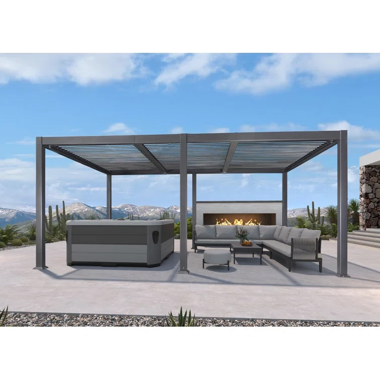 11 ft. W x 21 ft. D Aluminum Louvered Pergola