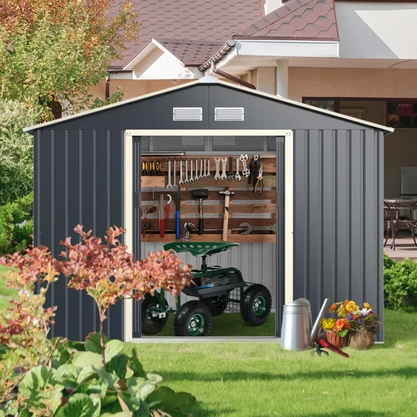 Gymax 9' X 8' Metal Traditional Storage Shed