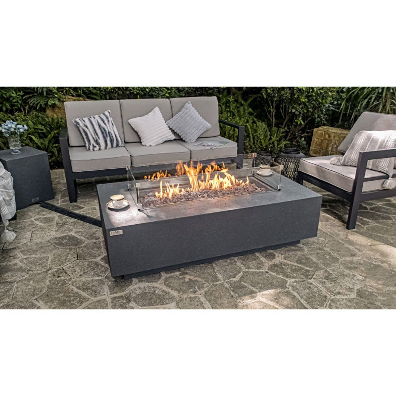 Ceca 17'' H x 60'' W Concrete Propane Outdoor Fire Pit Table