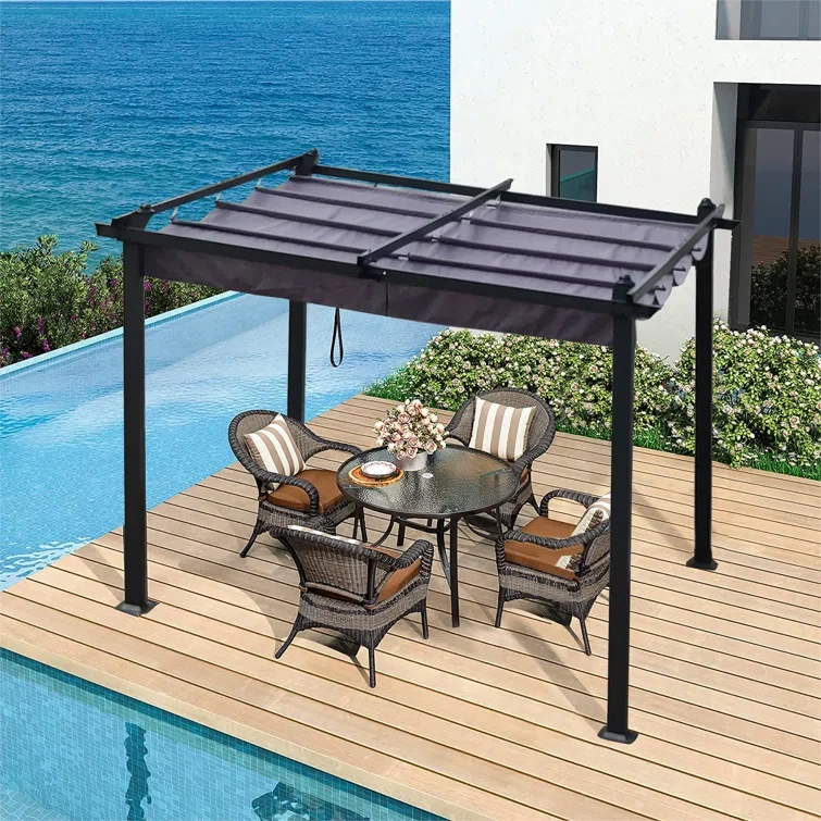 10 Ft. W x 10 Ft. D Aluminum Pergola with Canopy