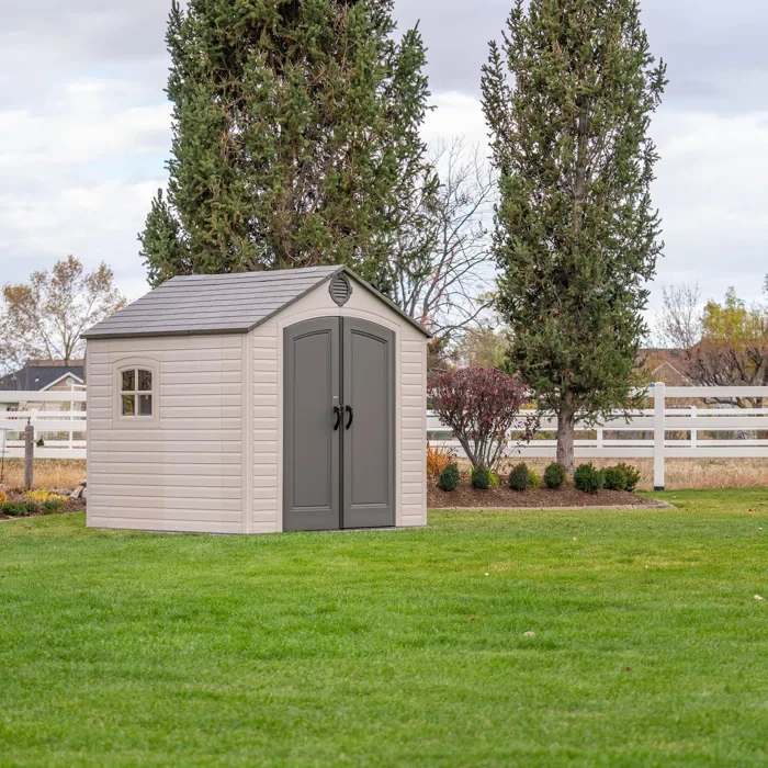 Lifetime 8 Ft. x 7.5 Ft. High-Density Polyethylene (Plastic) Outdoor Storage Shed with Steel-Reinforced Construction