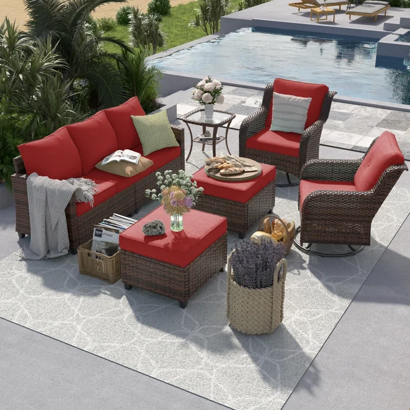 Caelee 7 - Person Outdoor Seating Group with Cushions