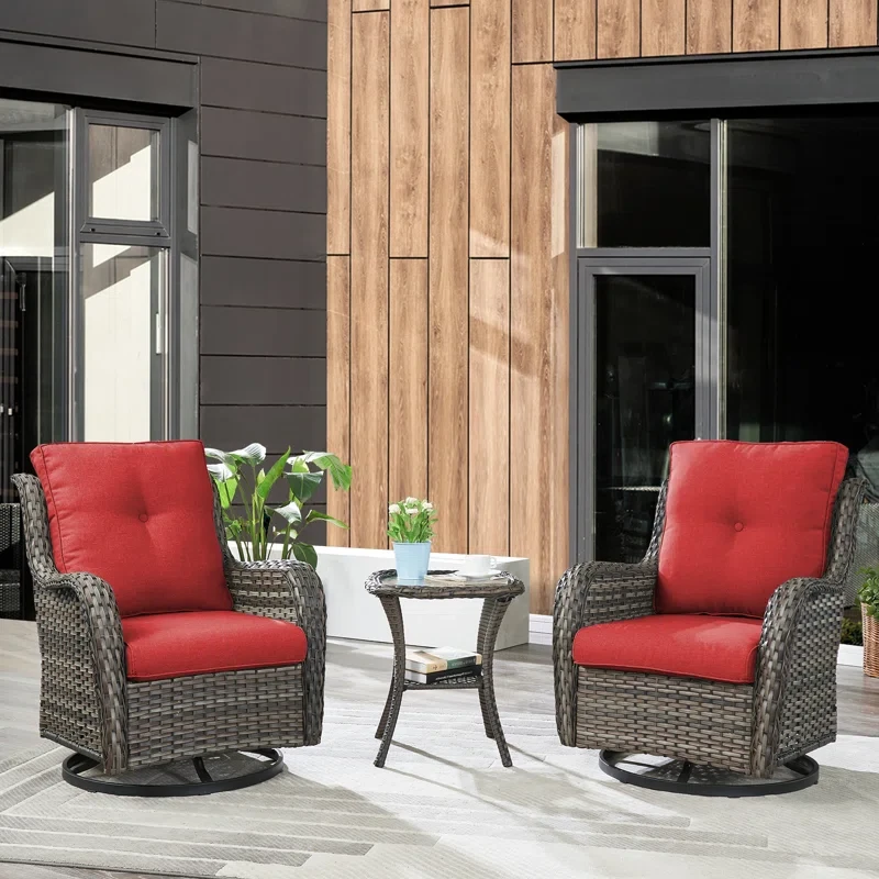 Carolina Ourdoor Wicker Swivel Rocker Seating Group with Cushions