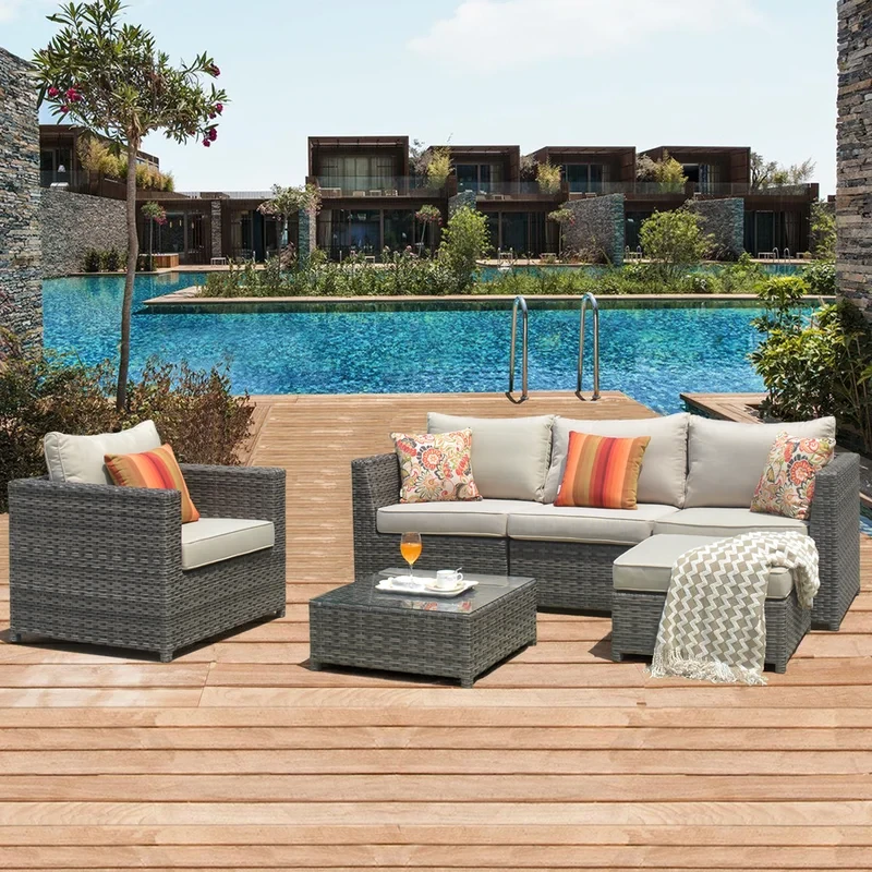 Kaniha 6 Piece Rattan Sofa Seating Group with Cushions