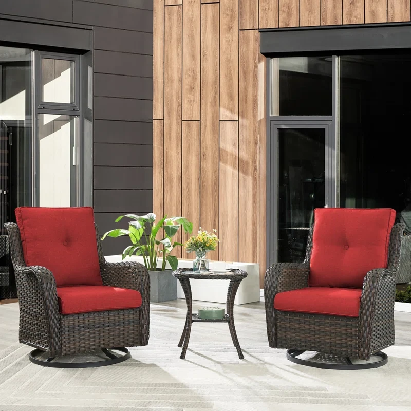 Carolina Ourdoor Wicker Swivel Rocker Seating Group with Cushions