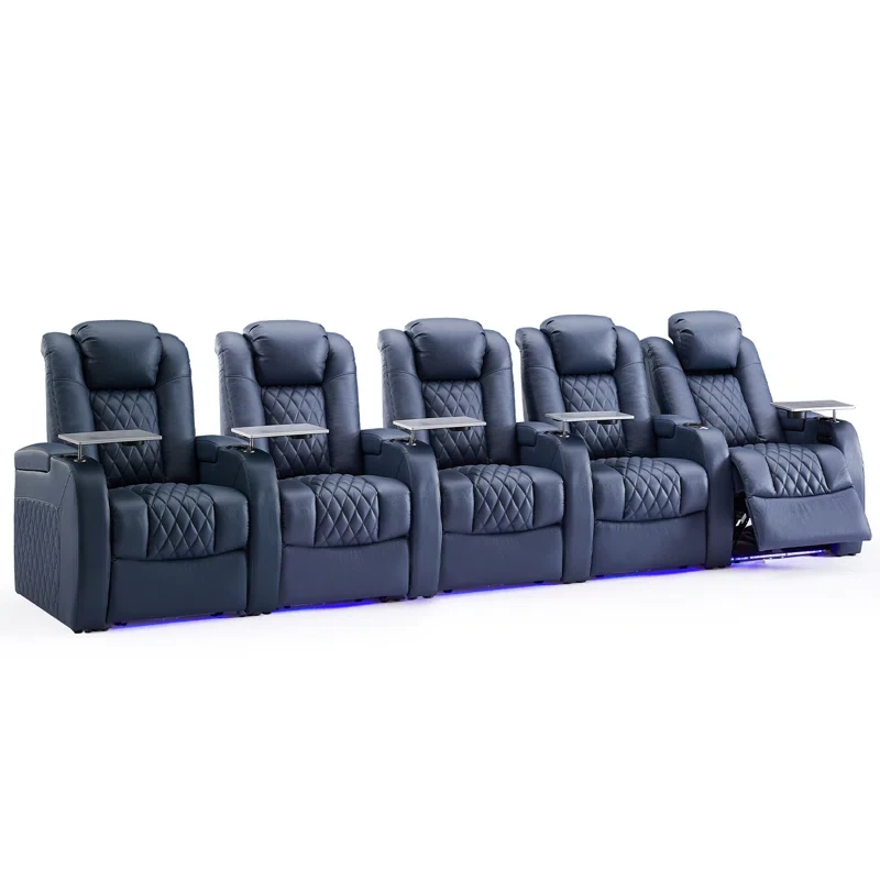 Leather Home Theater Seating with Cup Holder (Set of 5)