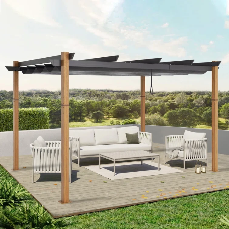 13 Ft. W X 10 Ft. D Aluminum Pergola With Canopy