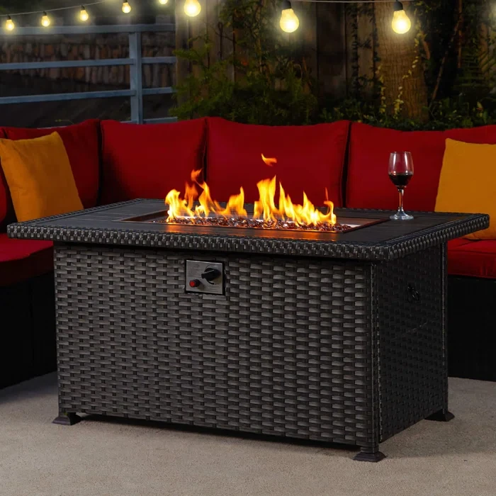 Alumium Propane Outdoor Fire Pit Table 24.6" H x 50.39" W x 30.31" D