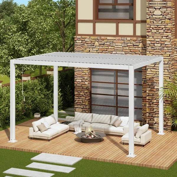 13 Ft. W x 10 Ft. D Metal Louvered Pergola with Adjustable Roof