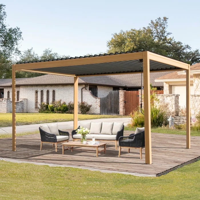 13 Ft. W x 10 Ft. D Aluminum Pergola with Canopy