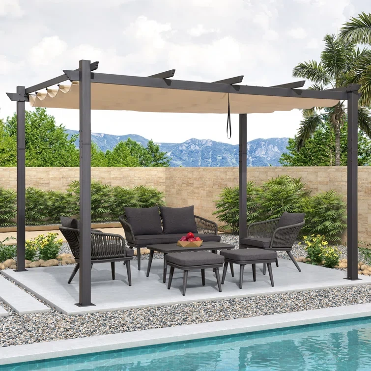 13 Ft. W X 11 Ft. D Aluminum Pergola with Canopy