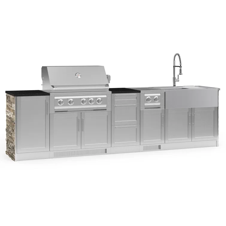 Outdoor Kitchen Signature Series 10 Piece Cabinet Set with 36 in. Propane Gas Platinum Grill