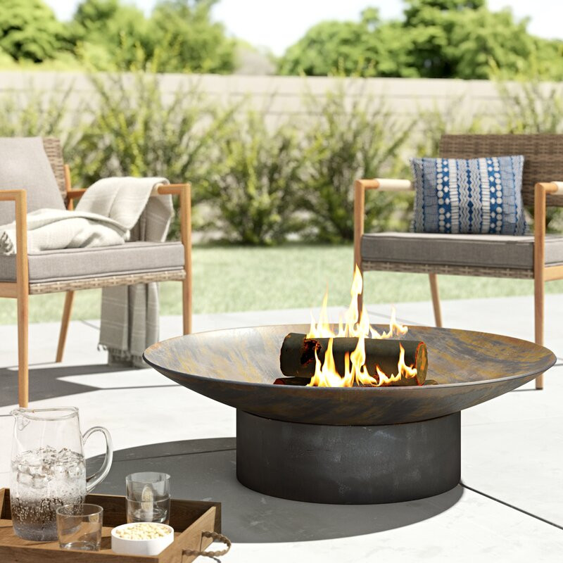 Hartlepool Concave Steel Wood Burning Fire Pit 12" H x 48" W x 48" D