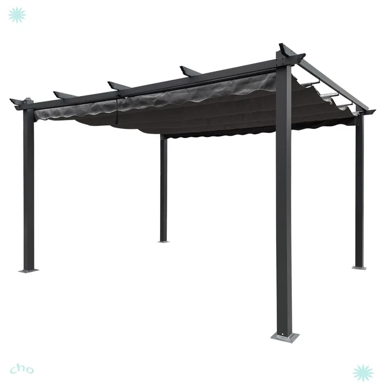 85.25" H x 116.25" W x 115.87" D Outdoor Patio Retractable Pergola