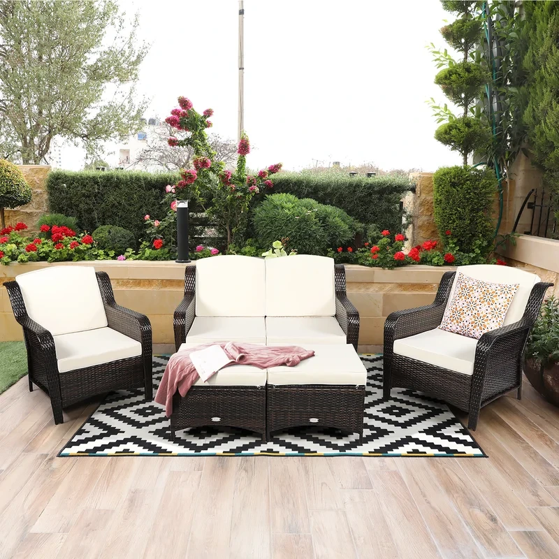 Aighan 6 - Person Outdoor Seating Group with Cushions