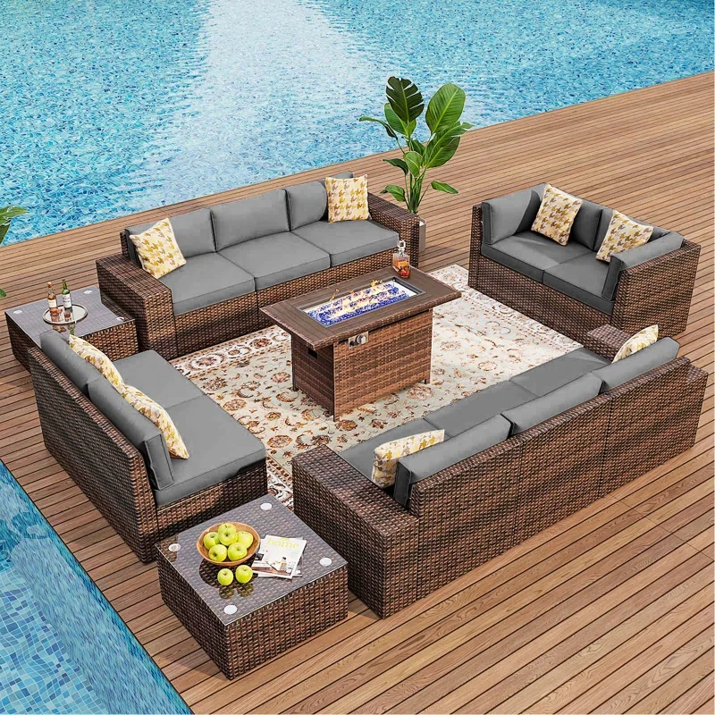 Lekeysha 10 - Person Outdoor Seating Group with Cushions