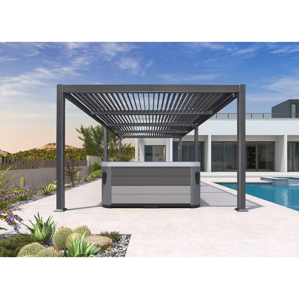 Purple Leaf Louvered Pergola 11.4' X 23.3' Huge Patio Aluminum Pergola Modern Outdoor Pergola