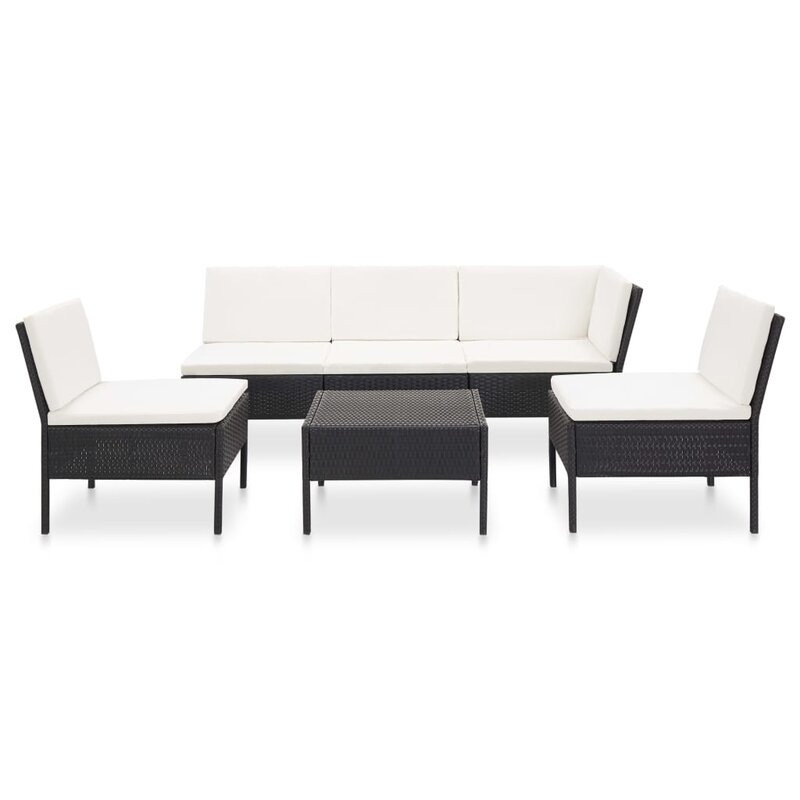 6 Piece Sectional Sofa with Coffee Table Rattan