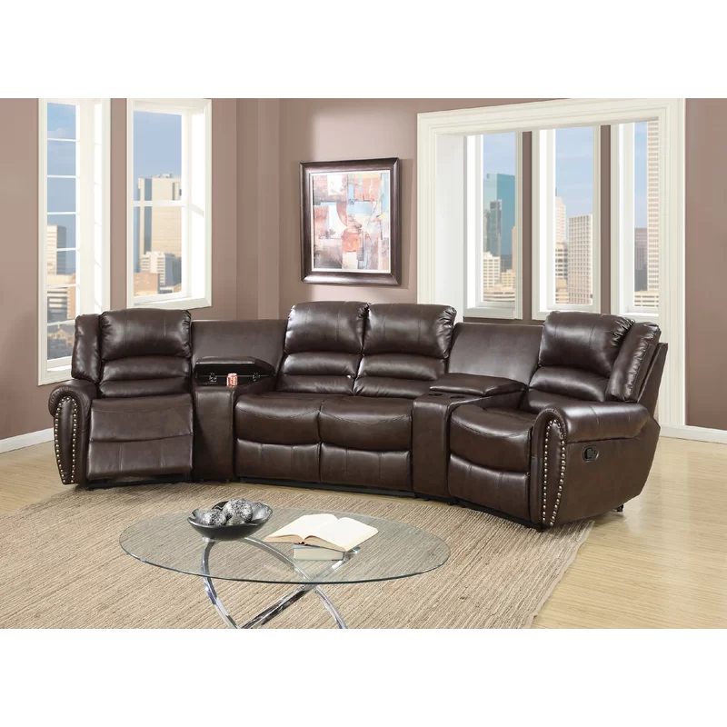 Faux Leather Home Theater Seating with Cup Holder