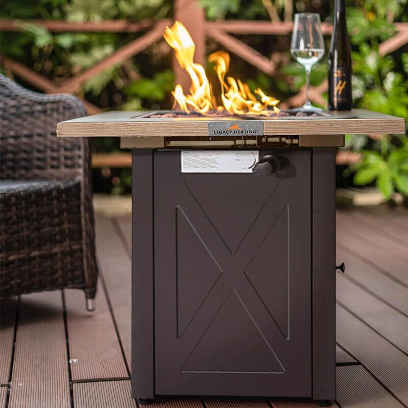 Annay 24.1'' H x 28.1'' W Steel Propane Outdoor Fire Pit Table