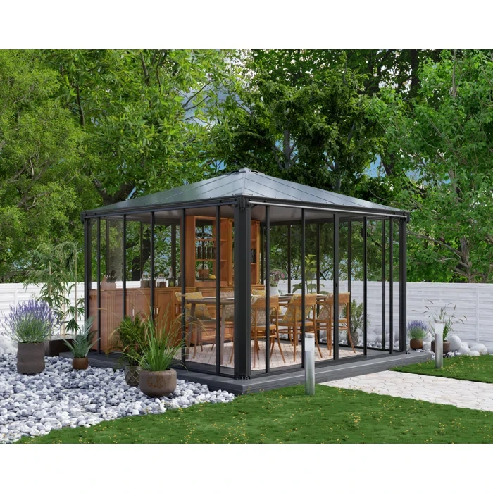 Ledro Aluminum Enclosed Patio Gazebo 12 ft. W x 12 ft. D