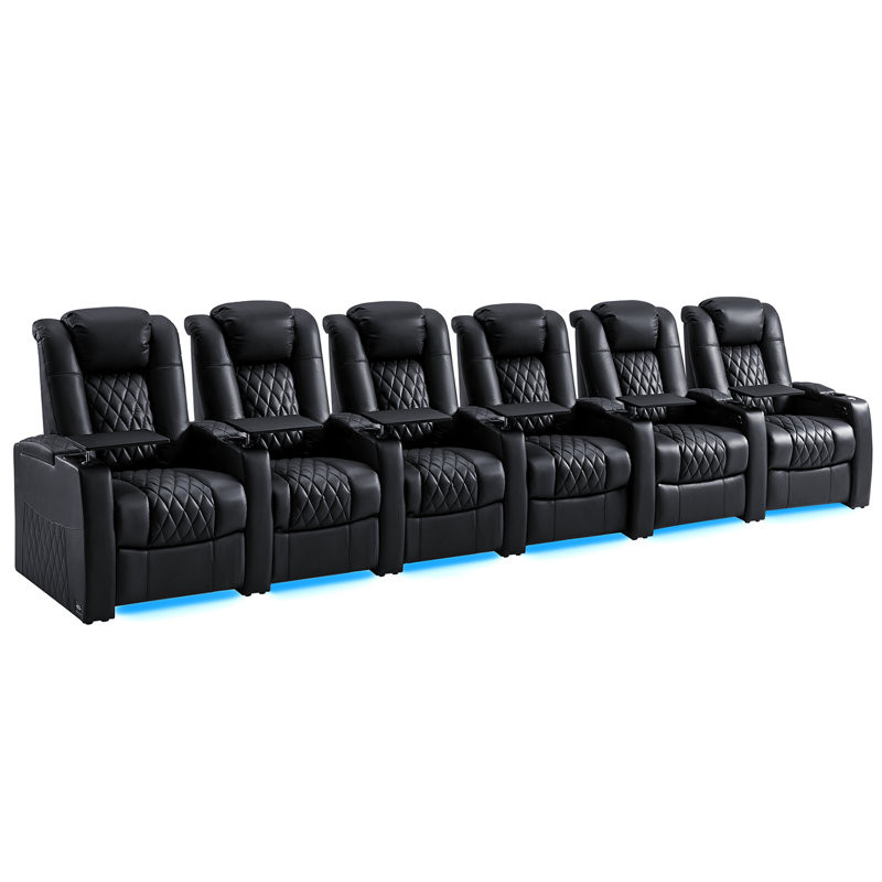 Brayden Studio® Leather Home Theater Seating, Game Seats Movie Theater Chairs Theater Recliner Sofa