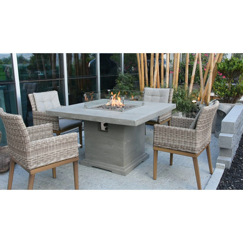 Birmingham 48" Concrete Propane Fire Pit Bar Table - by Elementi