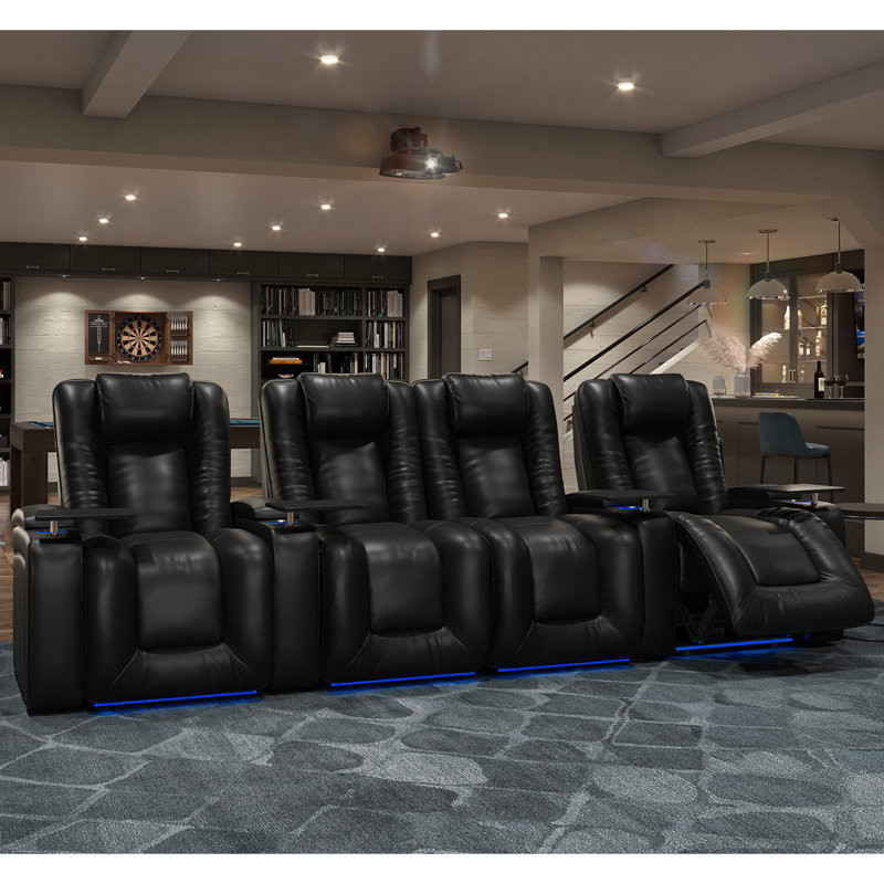 Mearle Upholstered Home Theater Seating with Cup Holder