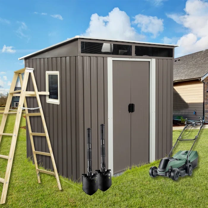 6 ft. W x 5 ft. D Lean-To Storage Shed with Window Transparent Plate