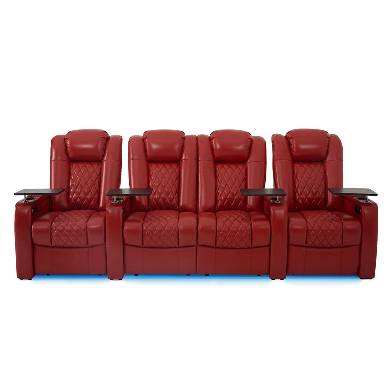 Ivy Bronx Leather Home Theater Seating Dual Power Movie Theater Chairs Theater Recliner Sofa