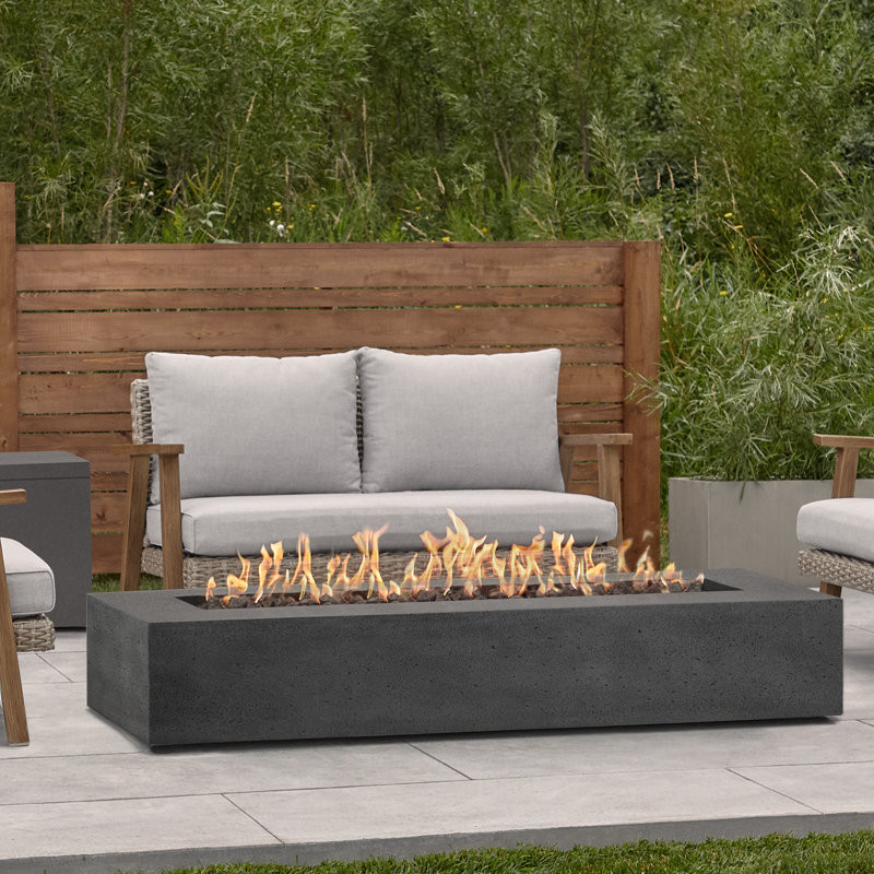 La Valle 72" Rectangle Concrete Propane Fire Pit Table