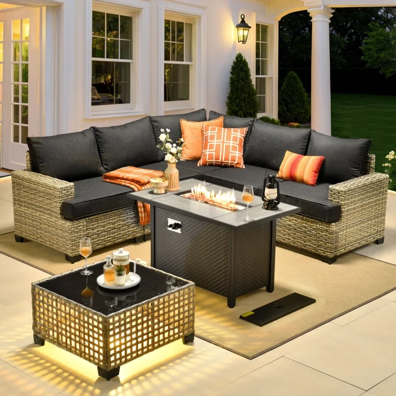 Outdoor Sofa 7-piece Set With Stove