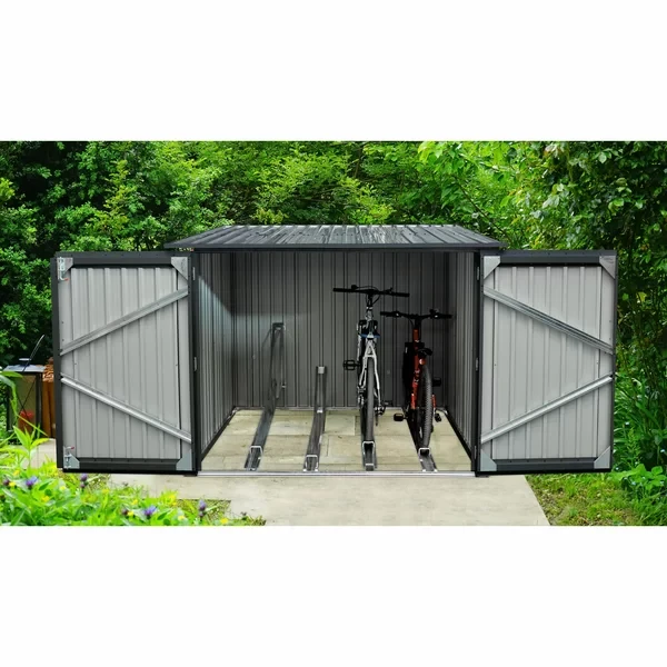 6 ft. 9 in. W x 6 ft. 8 in. D Metal Horizontal Bike Shed