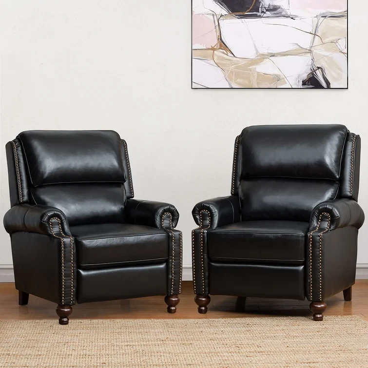 Anre Genuine Leather Recliner With Nail Head Trim (Set of 2)